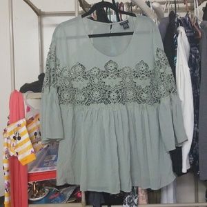 Green lace blouse